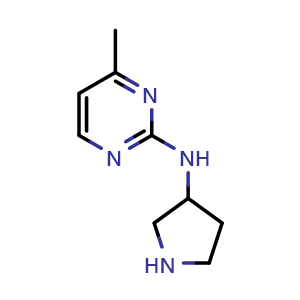 Chemical structure of 4-methyl-N-(pyrrolidin-3-yl)pyrimidin-2-amine , CAS 1344293-30-6, AChemBlock AD245848
