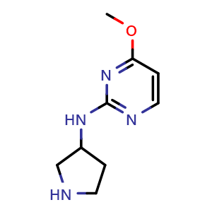 Chemical structure of 4-methoxy-N-(pyrrolidin-3-yl)pyrimidin-2-amine , CAS 1249008-60-3, AChemBlock AD245853