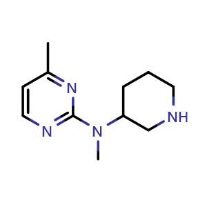 Chemical structure of N,4-dimethyl-N-(piperidin-3-yl)pyrimidin-2-amine , CAS 1343792-91-5, AChemBlock AD245856