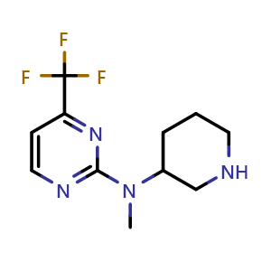 Chemical structure of N-methyl-N-(piperidin-3-yl)-4-(trifluoromethyl)pyrimidin-2-amine , CAS 1479948-13-4, AChemBlock AD245857