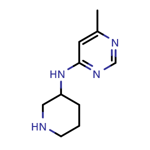 Chemical structure of 6-methyl-N-(piperidin-3-yl)pyrimidin-4-amine , CAS 1239761-71-7, AChemBlock AD245859