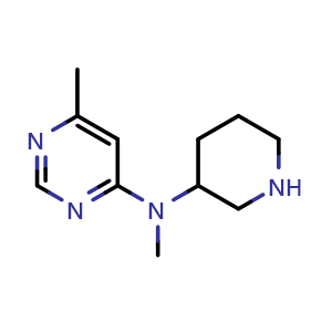 Chemical structure of N,6-dimethyl-N-(piperidin-3-yl)pyrimidin-4-amine , CAS 1340083-97-7, AChemBlock AD245860