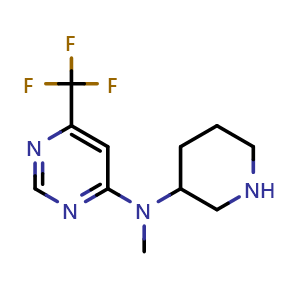 Chemical structure of N-methyl-N-(piperidin-3-yl)-6-(trifluoromethyl)pyrimidin-4-amine , CAS 3026677-01-7, AChemBlock AD245862