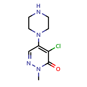 Chemical structure of 4-chloro-2-methyl-5-(piperazin-1-yl)-2,3-dihydropyridazin-3-one , CAS 150800-64-9, AChemBlock AD245875