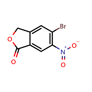 Chemical structure of 5-bromo-6-nitro-1,3-dihydro-2-benzofuran-1-one , CAS 1464004-47-4, AChemBlock AD245878