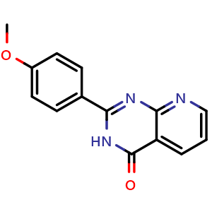 Chemical structure of 2-(4-methoxyphenyl)-3H,4H-pyrido[2,3-d]pyrimidin-4-one , CAS 55364-62-0, AChemBlock AD245882