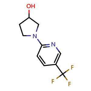 Chemical structure of 1-(5-(trifluoromethyl)pyridin-2-yl)pyrrolidin-3-ol , CAS 1343181-22-5, AChemBlock AD245887