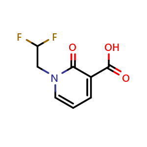 Chemical structure of 1-(2,2-difluoroethyl)-2-oxo-1,2-dihydropyridine-3-carboxylic acid , CAS 1340253-47-5, AChemBlock AD245889