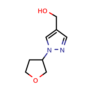 Chemical structure of [1-(oxolan-3-yl)-1H-pyrazol-4-yl]methanol , CAS 1339092-63-5, AChemBlock AD245907