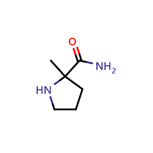 Chemical structure of 2-methylpyrrolidine-2-carboxamide , CAS 848488-83-5, AChemBlock AD245909
