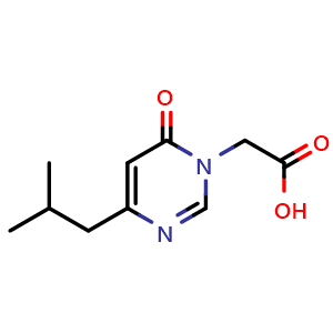 Chemical structure of 2-(4-isobutyl-6-oxopyrimidin-1(6H)-yl)acetic acid , CAS 2098048-95-2, AChemBlock AD245926