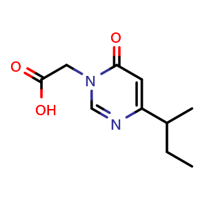 Chemical structure of 2-(4-(sec-butyl)-6-oxopyrimidin-1(6H)-yl)acetic acid , CAS 2097968-16-4, AChemBlock AD245927