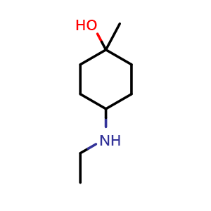 Chemical structure of 4-(ethylamino)-1-methylcyclohexan-1-ol , CAS 1486858-77-8, AChemBlock AD245937