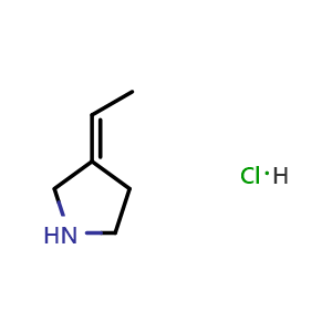 Chemical structure of (E)-3-ethylidenepyrrolidine hydrochloride , CAS 2321332-46-9, AChemBlock AD245938