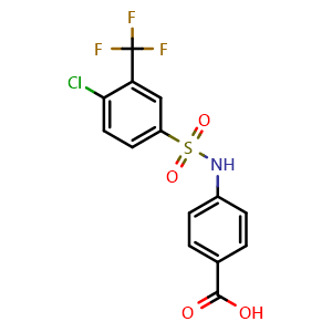 Chemical structure of 4-((4-chloro-3-(trifluoromethyl)phenyl)sulfonamido)benzoic acid , CAS 612041-77-7, AChemBlock AD245949