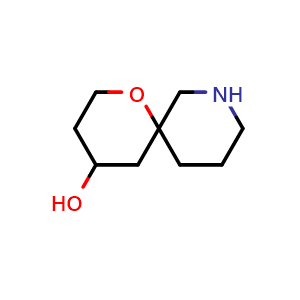Chemical structure of 1-oxa-8-azaspiro[5.5]undecan-4-ol , CAS 2097947-59-4, AChemBlock AD245956