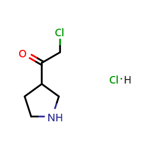 Chemical structure of 2-chloro-1-(pyrrolidin-3-yl)ethan-1-one hydrochloride , CAS 3030777-68-2, AChemBlock AD245957