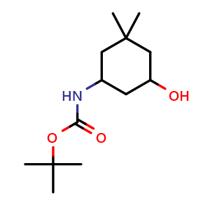 Chemical structure of tert-Butyl N-(5-hydroxy-3,3-dimethylcyclohexyl)carbamate , CAS 2104154-57-4, AChemBlock AD245976