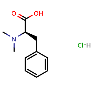 Chemical structure of (2R)-2-(dimethylamino)-3-phenylpropanoic acid hydrochloride , CAS 2490344-62-0, AChemBlock AD246000