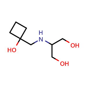 Chemical structure of 2-{[(1-hydroxycyclobutyl)methyl]amino}propane-1,3-diol , CAS 2199245-37-7, AChemBlock AD246008