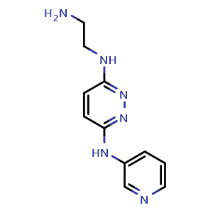 Chemical structure of N3-(2-aminoethyl)-N6-(pyridin-3-yl)pyridazine-3,6-diamine , CAS 2504204-19-5, AChemBlock AD246009