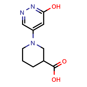 Chemical structure of 1-(6-hydroxypyridazin-4-yl)piperidine-3-carboxylic acid , CAS 1706419-03-5, AChemBlock AD246014