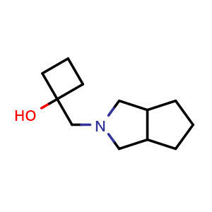 Chemical structure of 1-({octahydrocyclopenta[c]pyrrol-2-yl}methyl)cyclobutan-1-ol , CAS 2098500-78-6, AChemBlock AD246021