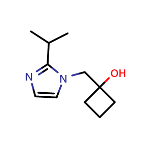 Chemical structure of 1-{[2-(propan-2-yl)-1H-imidazol-1-yl]methyl}cyclobutan-1-ol , CAS 2126177-58-8, AChemBlock AD246026