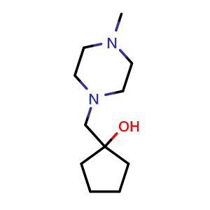Chemical structure of 1-[(4-methylpiperazin-1-yl)methyl]cyclopentan-1-ol , CAS 1082268-62-9, AChemBlock AD246028