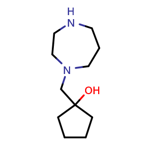 Chemical structure of 1-[(1,4-diazepan-1-yl)methyl]cyclopentan-1-ol , CAS 1492280-72-4, AChemBlock AD246029