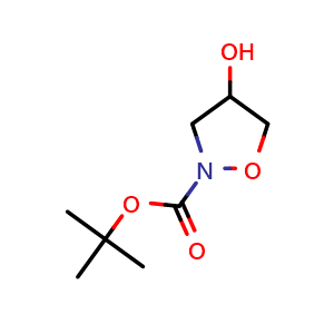 Chemical structure of tert-Butyl 4-hydroxy-1,2-oxazolidine-2-carboxylate , CAS 262444-52-0, AChemBlock AD246032