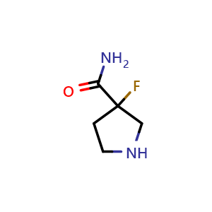 Chemical structure of 3-fluoropyrrolidine-3-carboxamide , CAS 1784135-63-2, AChemBlock AD246071