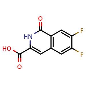 Chemical structure of 6,7-difluoro-1-oxo-1,2-dihydroisoquinoline-3-carboxylic acid , CAS 1600330-08-2, AChemBlock AD246075