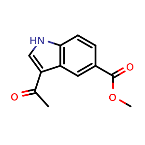 Chemical structure of methyl 3-acetyl-1H-indole-5-carboxylate , CAS 106896-59-7, AChemBlock AD246083