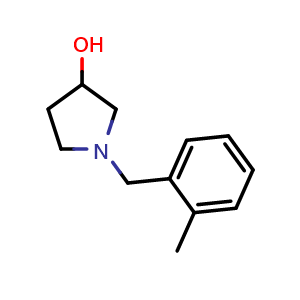 Chemical structure of 1-[(2-methylphenyl)methyl]pyrrolidin-3-ol , CAS 1044773-97-8, AChemBlock AD246084