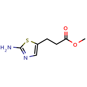 Chemical structure of Methyl 3-(2-amino-1,3-thiazol-5-yl)propanoate , CAS 883501-73-3, AChemBlock AD246086