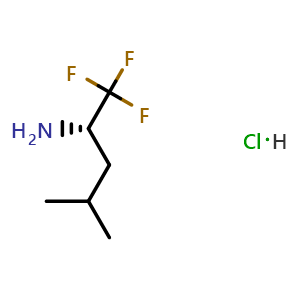 Chemical structure of (2S)-1,1,1-trifluoro-4-methylpentan-2-amine hydrochloride , CAS 2055390-12-8, AChemBlock AD246095