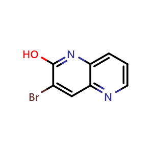 Chemical structure of 3-Bromo-1,5-naphthyridin-2-ol , CAS 859986-64-4, AChemBlock AD246096