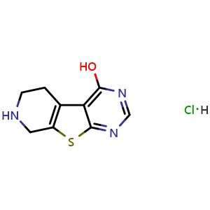 Chemical structure of 8-thia-4,6,11-triazatricyclo[7.4.0.0,{2,7}]trideca-1(9),2,4,6-tetraen-3-ol hydrochloride , CAS 1174538-47-6, AChemBlock AD246103