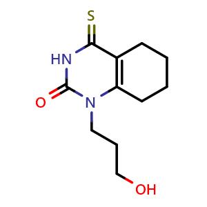 Chemical structure of 1-(3-hydroxypropyl)-4-sulfanylidene-1,2,3,4,5,6,7,8-octahydroquinazolin-2-one , CAS 920159-05-3, AChemBlock AD246108