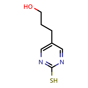 Chemical structure of 3-(2-mercaptopyrimidin-5-yl)propan-1-ol , CAS 201021-89-8, AChemBlock AD246113