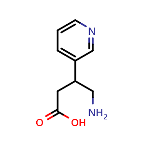 Chemical structure of 4-amino-3-(pyridin-3-yl)butanoic acid , CAS 28311-45-7, AChemBlock AD246114