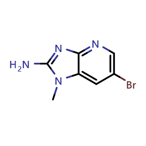 Chemical structure of 6-Bromo-1-methyl-1H-imidazo[4,5-b]pyridin-2-amine , CAS 641617-45-0, AChemBlock AD246117