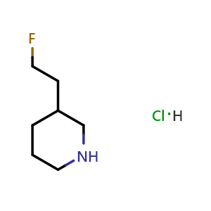 Chemical structure of 3-(2-fluoroethyl)piperidine hydrochloride , CAS 1955531-95-9, AChemBlock AD246128