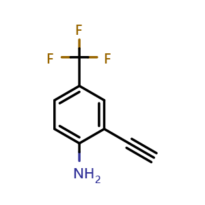 Chemical structure of 2-ethynyl-4-(trifluoromethyl)aniline , CAS 878133-02-9, AChemBlock AD246135