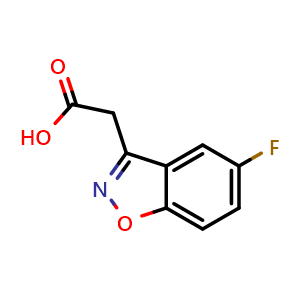 Chemical structure of 2-(5-fluorobenzo[d]isoxazol-3-yl)acetic acid , CAS 59899-90-0, AChemBlock AD246140