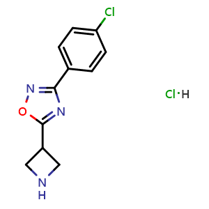 Chemical structure of 5-azetidin-3-yl-3-(4-chlorophenyl)-1,2,4-oxadiazole hydrochloride , CAS 1426291-15-7, AChemBlock AD246142