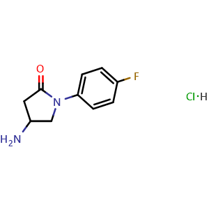 Chemical structure of 4-Amino-1-(4-fluorophenyl)pyrrolidin-2-one hydrochloride , CAS 1177351-65-3, AChemBlock AD246143