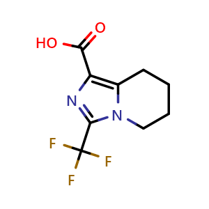 Chemical structure of 3-(trifluoromethyl)-5H,6H,7H,8H-imidazo[1,5-a]pyridine-1-carboxylic acid , CAS 1780407-08-0, AChemBlock AD246147