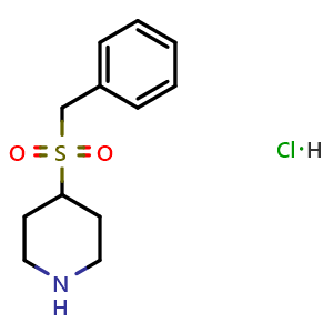 Chemical structure of 4-benzylsulfonylpiperidine hydrochloride , CAS 1417634-21-9, AChemBlock AD246153